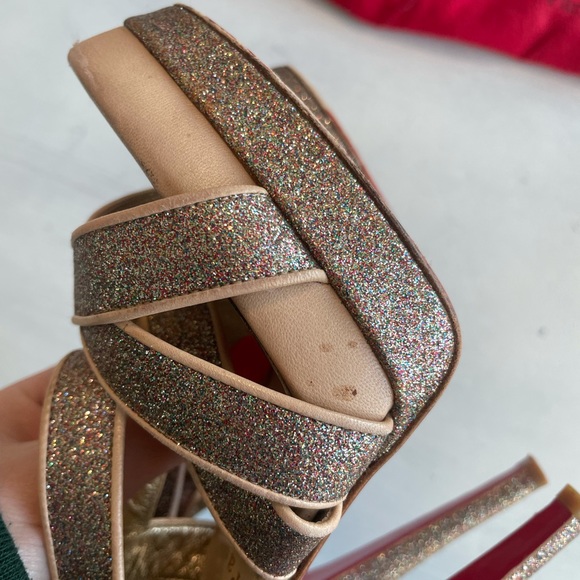Christian Louboutin Silver Glitter Straratata Strappy Platform Sandal Heels - Picture 11 of 15